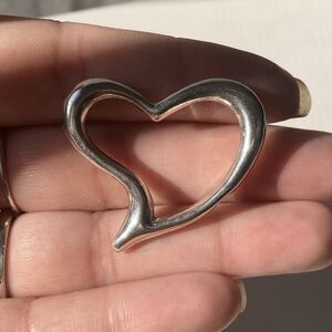 Vintage Sterling Silver 925  Floating Open Puffy Heart Pendant Jewelry